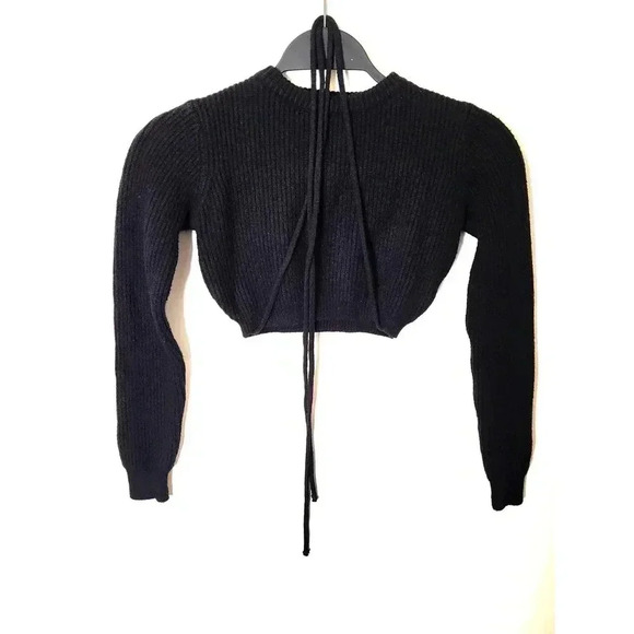 Adika Black Crop Knit Top - Picture 2 of 4